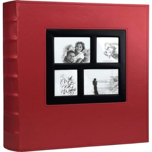 Photo Album Holds 4X6 400 Photos Pages Large Capacity Leather Cover Binder Wedding Family Baby Photo Albums Book (Red)
