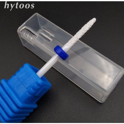 HYTOOS Ceramic Nail Drill Bit 3/32" Rotary Milling Cutter Cuticle Clean Burr Electric Manicure Pedicure Tools Drill Accessories
