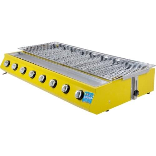 Eight-head Gas BBO Machine Liquefied gas Grill Commercial Stainless Steel Roast fish and shell Roasting Machine