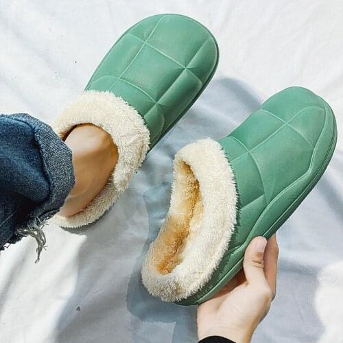 ZEEKSON Winter Cotton Warm Mens Slippers Indoor Leisure Creative Thick Baotou Slippers Home Plus Velvet Non-slip Slippers Men