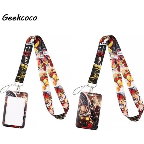 J2564 Anime Man Lanyard Keychain keys Badge ID Mobile Phone Rope Kids Gifts Lanyard With Card Holder Cover