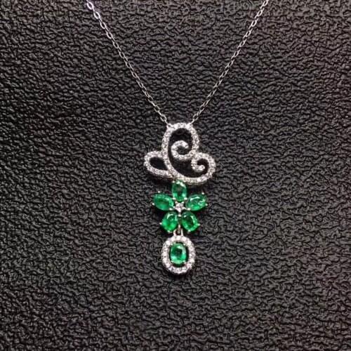 Classic natural emerald necklace, royal style, world famous gem, good quality, low price, 925 silver