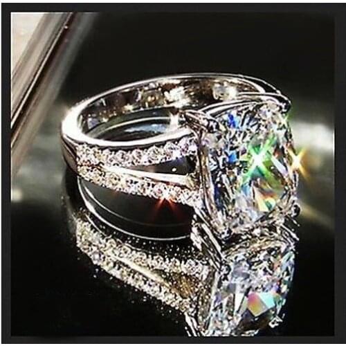 Choucong Women Fashion Jewelry Hot 10KT White Gold Filled Cushion AAA CZ Zirconia Simulated stones Wedding Band King Ring Gift