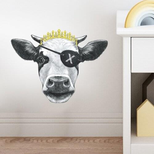 Creative Sketch Pirate Bull Head Wall Stickers Home Living Room Decoration Teen Aesthetic Posters Wall Decals Vinyl Wallpaper