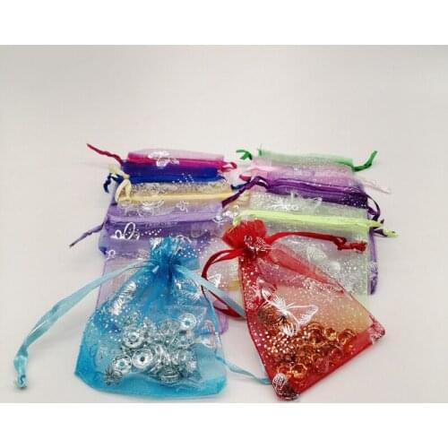 500Pcs 15x20 17x23 20x30 Big Butterfly Organza Bags Butterfly Draw String Gift Bag for Jewelry Packing Bag Storage Display Pouch