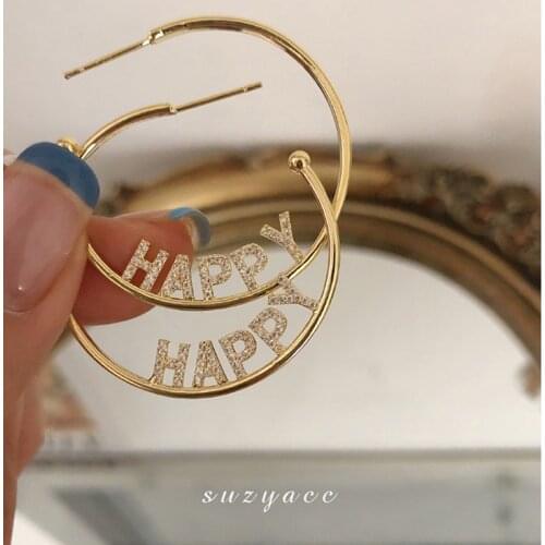 Korean style temperament letter earrings female earrings simple and cold style earrings 2020 new Trend elegant Womens Earrings