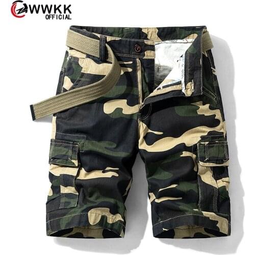WWKK 2020 Camouflage Loose Cargo Shorts Men Cool Camo Summer Short Pants Hot Sale Homme Cargo Shorts Plus Size Brand Clothing
