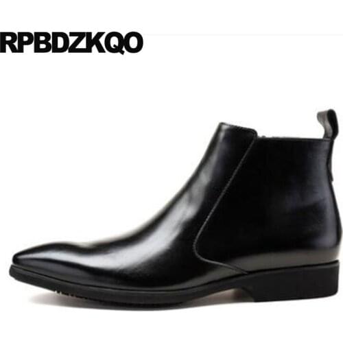 Mens Zipper Dress Boots Booties Plus Size Black Chunky Formal Faux Fur Wedding Shoes Business Pointed Toe Winter Ankle Burgundy