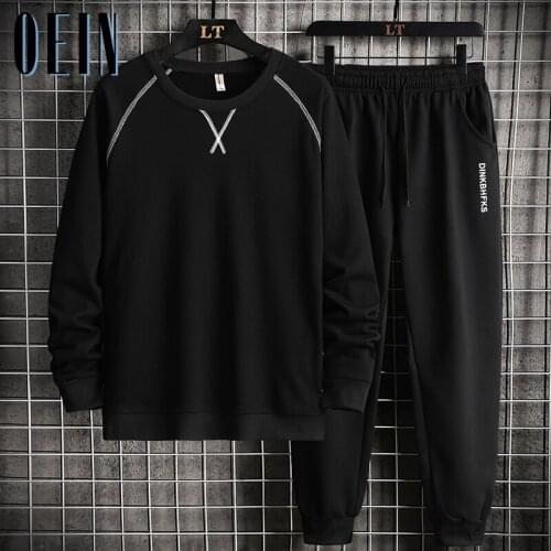 2021 Autumn Tracksuits Men 2pc Sets Hoodies + Pants Suit Fleece Sweatshirt Sportswear Set Casual Mens Two Pieces Jogging Suits