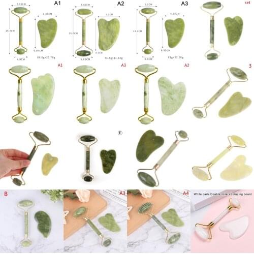 2pcs Natural Massager Face Gouache Scraper For Face Massager Jade Roller Guasha Scraper For Face Microniddle Roller Face Gua Sha