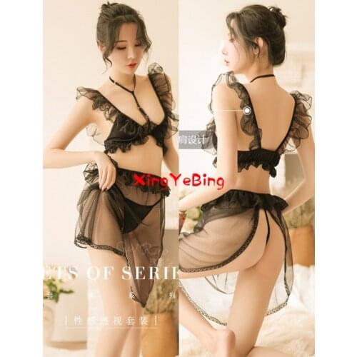 The New Hang Neck Agaric Edge Sexy Sex Appeal Suit Seducing Nightdress Lingerie Cute Pp Pajamas