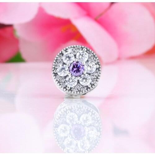 Hot Sale S925 Sterling Silver Diamond Sakura Flower Charm Fit DIY Original Bracelet