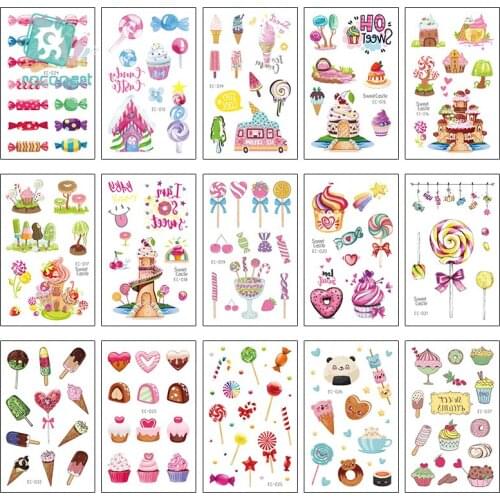 Rocooart 15Pcs Sweet and Colorful Castel Tattoo Sticker Cartoon Tatuajes Temporary Fake Tatoo for Boys Girls Body Art Tatouage