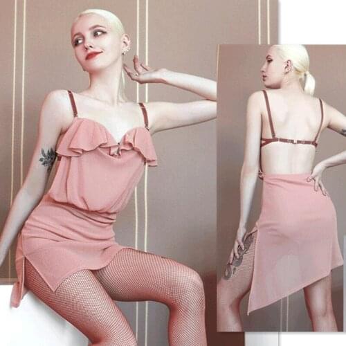 Pink Latin dress salsa dress cha cha samba dress latin pratice wear 761