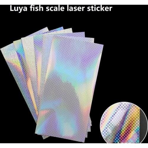 6pcs/lot DIY Clear Laser Fish Scale Adhesive Stickers 20X10cm Rainbow Honeycomb Hologram Sticker Metal Fishing Lure Accessories