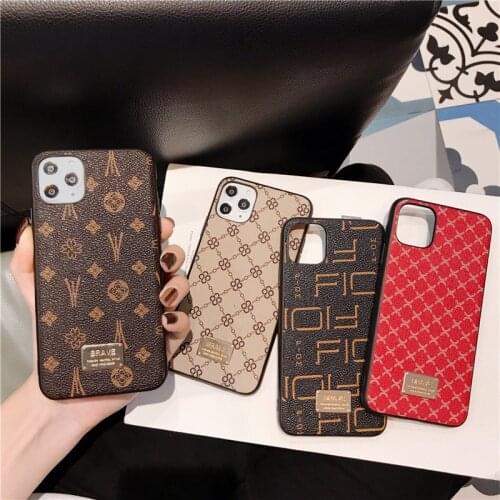 Luxury Brand Leather Case for Apple iPhone 12 11 Pro Max XR XS Mini 8 7 6S Plus Grid Flower Official Designer Silicone Cover
