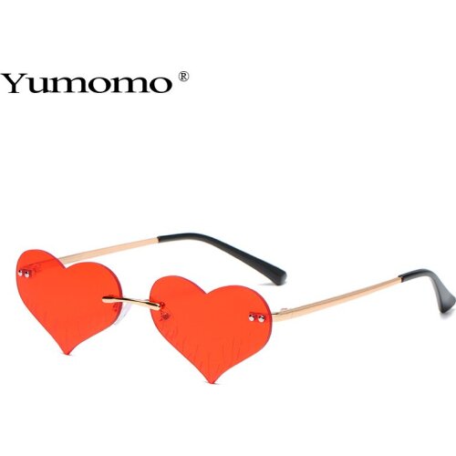 2020 Fashion Unique Love Flame Sunglasses Women Vintage Personality Rimless Sun Glasses Black Red Eyeglasses Men UV400