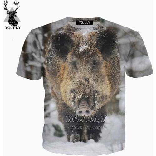 YOJULY 3D Print Women Men Wildlife Animals Wild boar Harajuku O-neck T-shirt Summer Tshirt Short Sleeve Casual Tops A558