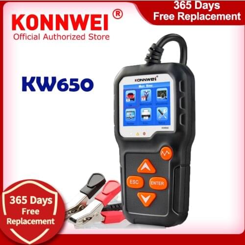 KONNWEI KW650 Car Motorcycle Battery Tester 12V 6V Battery System Analyzer 2000CCA Charging Cranking Test Tools