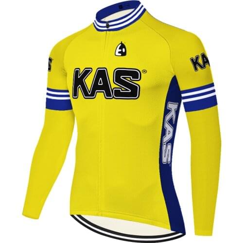 Team KAS cycling jersey retro men summer spring ciclismo ropa hombre men breathable long sleeve camiseta ciclismo hombre
