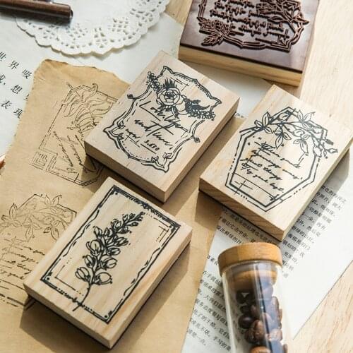 Vintage English phrase Plant frame decoration stamp wooden rubber stamps for scrapbooking stationery DIY craft standard stamp