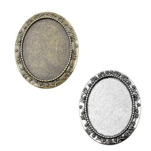 Fit 30x40mm Vintage Oval Blank Setting Bezel Blank Base Cabochon Brooch with Base For DIY Brooch Making 3pcs/lot K04632