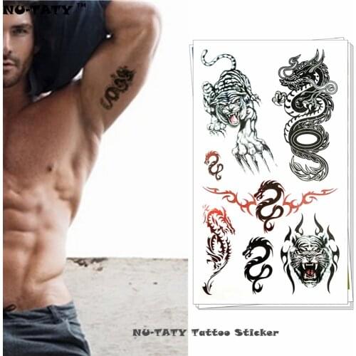 Nu-TATY Eastern Saint Beast Temporary Tattoo Body Art Arm Flash Tattoo Stickers 17*10cm Waterproof Fake Henna Painless Tattoo