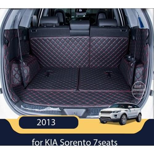 Dedicated car trunk mats for KIA Sorento 7seats 2013 durable waterproof leather luggage mats for Sorento 2014 full surrounded