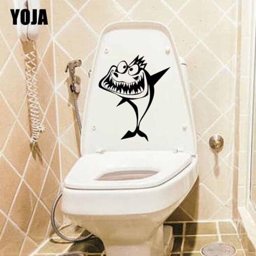 YOJA 20.1X24.4CM Wall Sticker Shark Cartoon Fish Bedroom Toilet Decal Kids Room Decoration T5-0402