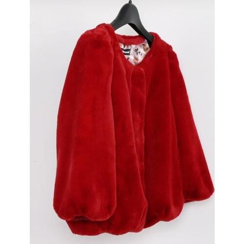 Rabbit Fur Female Faux Korean Style Womens Jackets Red Coat Plus Size Jacket Women 2020 Jaqueta Feminina KJ205