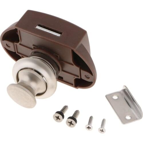 1 Set Keyless Push Button Latch 304 Stainless Steel for RV Motor Home Camper Caravan Cupboard Lock Pearl Nickel
