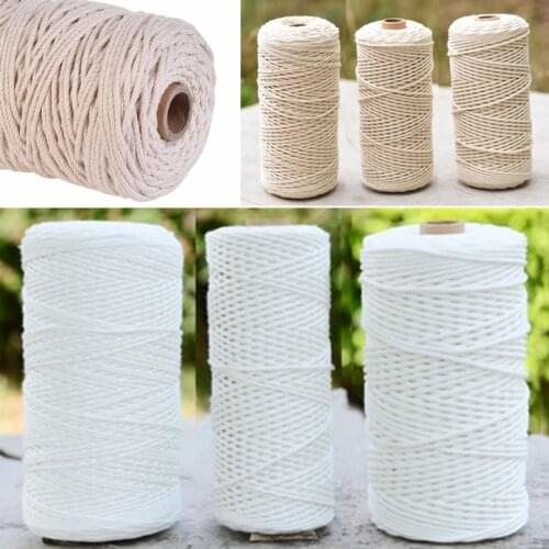 1pc 100% Natural Cotton Twisted Cord 1/2/3mm Diameter 200m/400m Length For DIY Craft Macrame Artisan String