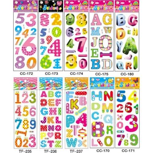 10Sheets Different 3D Cute Cartoon Stickers Toys Pegatinas Toy For Kids On Diary Phone Laptop New Year Gifts Figure Alphabet