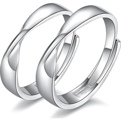 100% 925 Sterling Silver Water Ripple Mobius Ring Couple Ring Hypoallergenic Fashion Jewelry