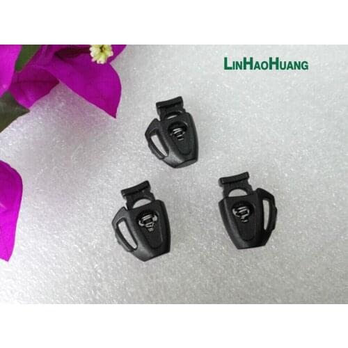 100pcs/lot black plastic ball cord lock toggles plastic spring stoppers bell for 7mm strips 5mm cord free shipping 2017022203