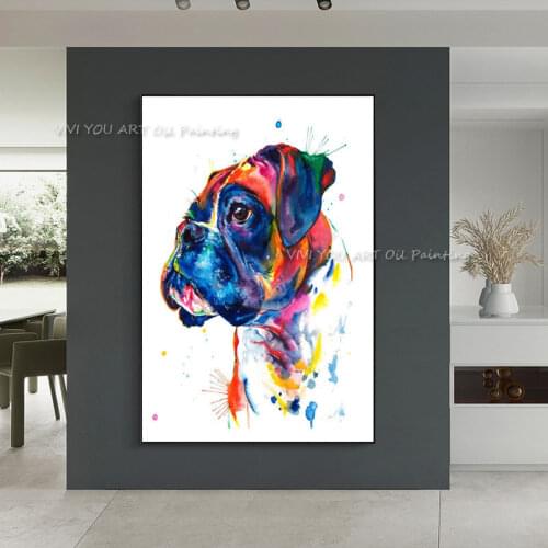 100%Handpainted Modern Art Good Quality Animal Oil Painting Wall Art Abstract Lovely Dog Wall Picture Home Decor Canvas Artwork