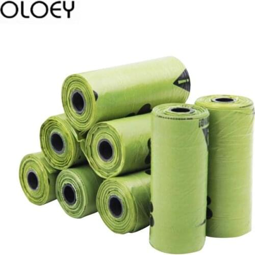 15/45/120Pcs Green Plastic Waste Bag Thicken Pet Dog Waste Bags Garbage Durable Cleaning Waste Bag