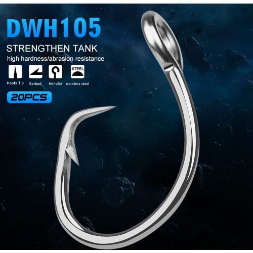 20pc SUNLURE Brand Saltwater Fishing Hook DWH105 Circle Hook 11/0#-16/0# Model stainless steel Fishhook Made in Taiwan