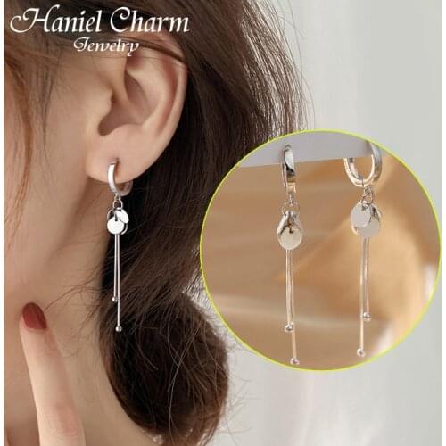 2021 Dropshipping 925 Sterling Silver New Arrival Round Brand Tassel Long Earrings Temperament Sexy Fashion INS Handmade Jewelry