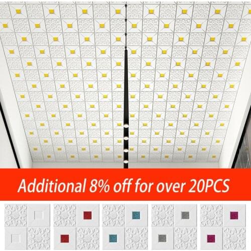 3D Ceiling Pannel Wall Stickers Self Adhesive Foam Home Decoration DIY PVC Wallpaper Living Room Kids Bedroom