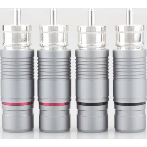 4Pcs High quality Silver Shadow plated RCA plug connector