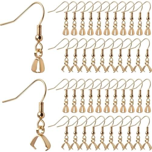 50pcs Stainless Steel Earring Hooks Hypoallergenic French Wire Earring Ball Hooks with Pendant Clasp for Crafts Jewelry Making