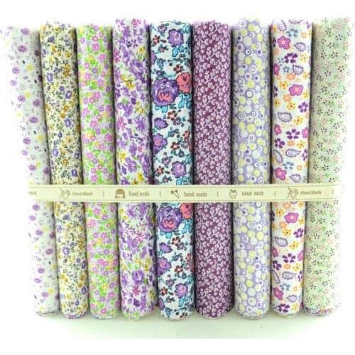 Booksew 9 Designs Purple Flower Cotton Fabric Fat Quarter Bundle Tilda Scrapbooking Quilting Patchwork Needlework 50cmx50cm
