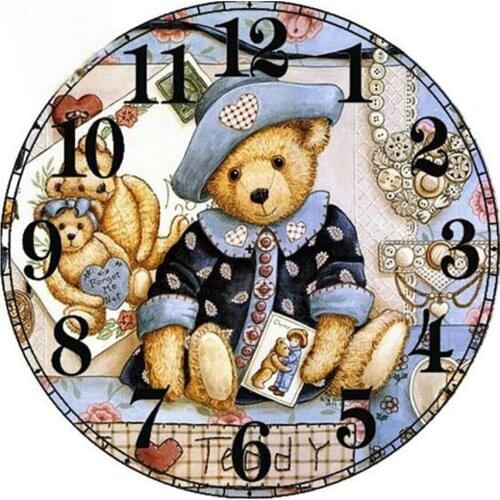 DIY 5D Diamond Painting Teddy bear & clock Cross Stitch Crystal Round Drill Unfinished Decorative Diamond Embroidery Gift AS701