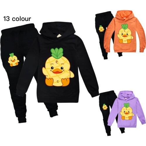 ToddlerBoysClothing Set Spring Autumn Fashion Hoodies Tracksuit Pineapple Print Hooded T-Shirt Suit Children Kid Girl Sweatshirt
