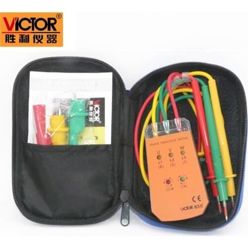 1pcs VICTOR VC850 3 Phase Sequence Rotation Indicator Tester 200~480V Checker Meter LED + Buzzer