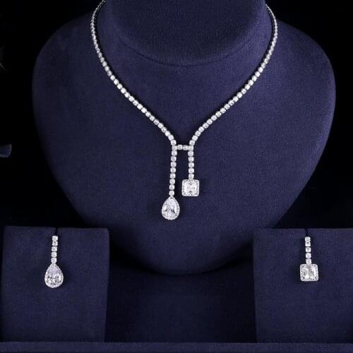 Jankelly Hotsale Nigeria2pcs Bridal Jewelry Sets New Fashion Dubai Full Jewelry Set For Women Wedding Party Accessories Design