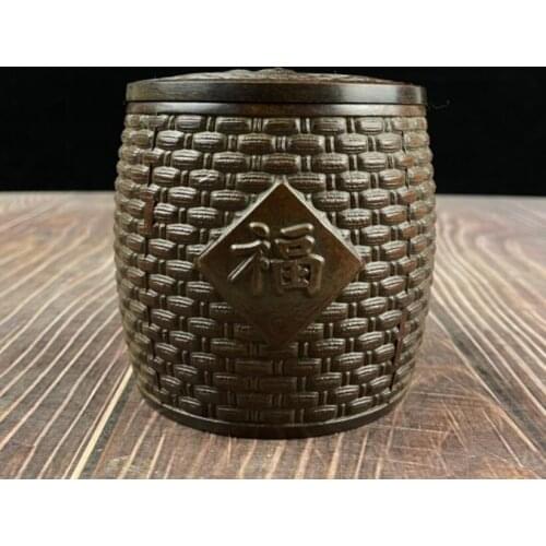 China brass FU word Tea cans crafts statue