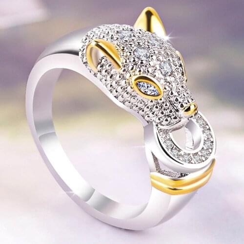 2019 New Pattern Silver Colour Panther Ring For Women Creative Ring Cubic Zirconia Ring Party Fashion Jewelry Accessories