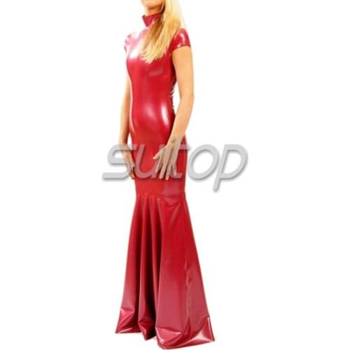 Latex red evening dress